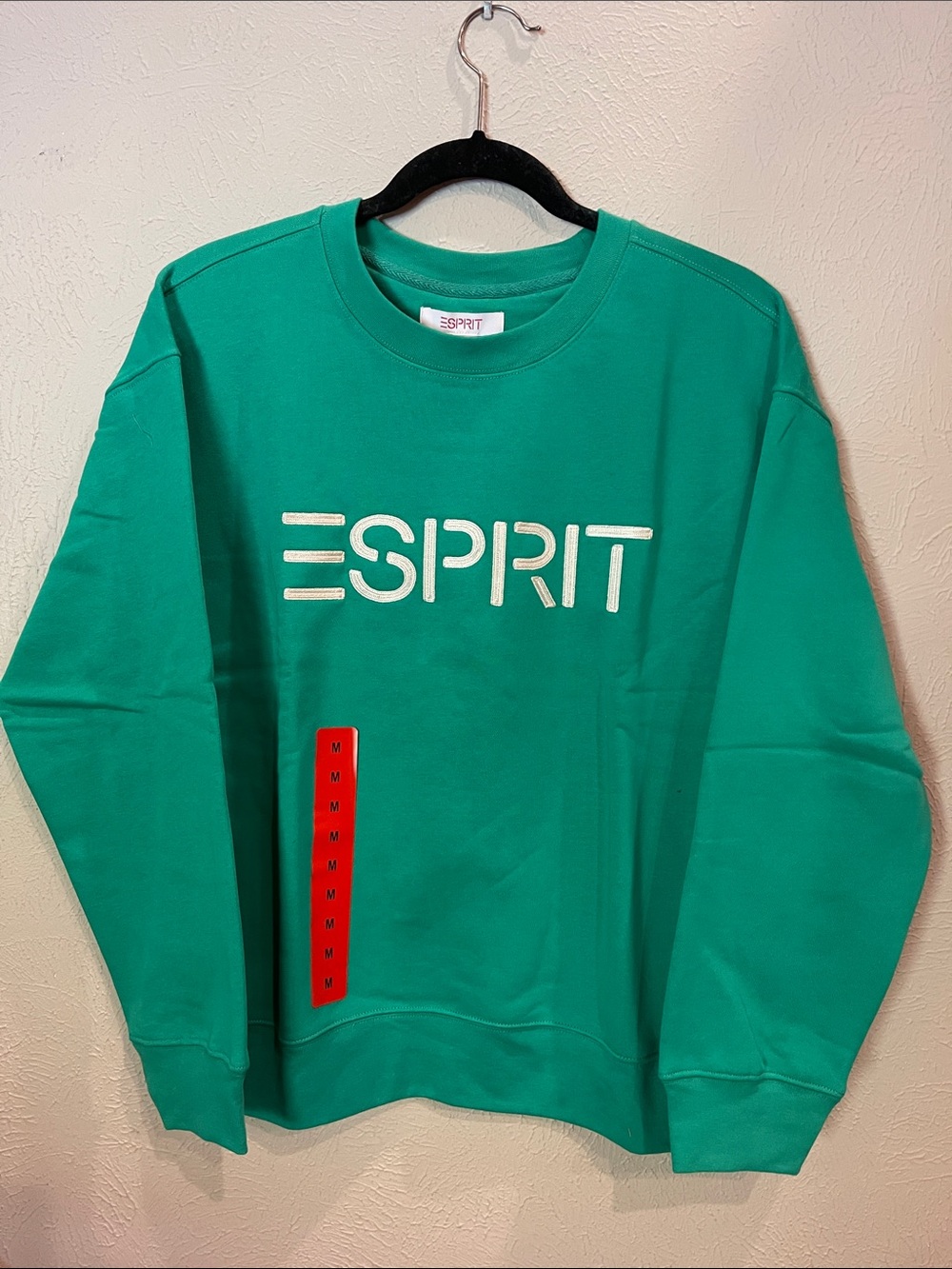 Esprit Green Crewneck women’s size medium Sweatshirt with embroidered White Logo